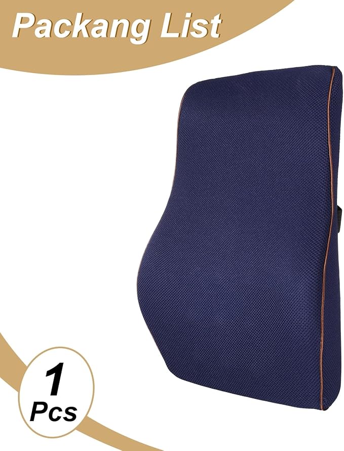 HARFINGTON Lumbar Support Pillow Memory Foam Gaming Office Chair Desk Ergonomic Back Cushion for Home Driving Car Seat, Navy