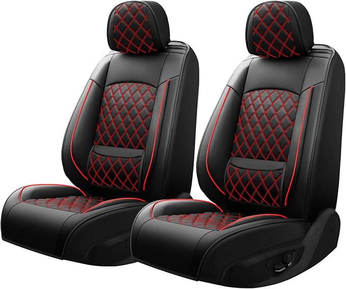 Fit for Equus Seat Covers Compatible with Hyundai Equus 2011-2016 - Waterproof Breathable Leather Automotive Seat Cushions Protector,Airbag Compatible,Only 2 Front seat Covers(Redline)
