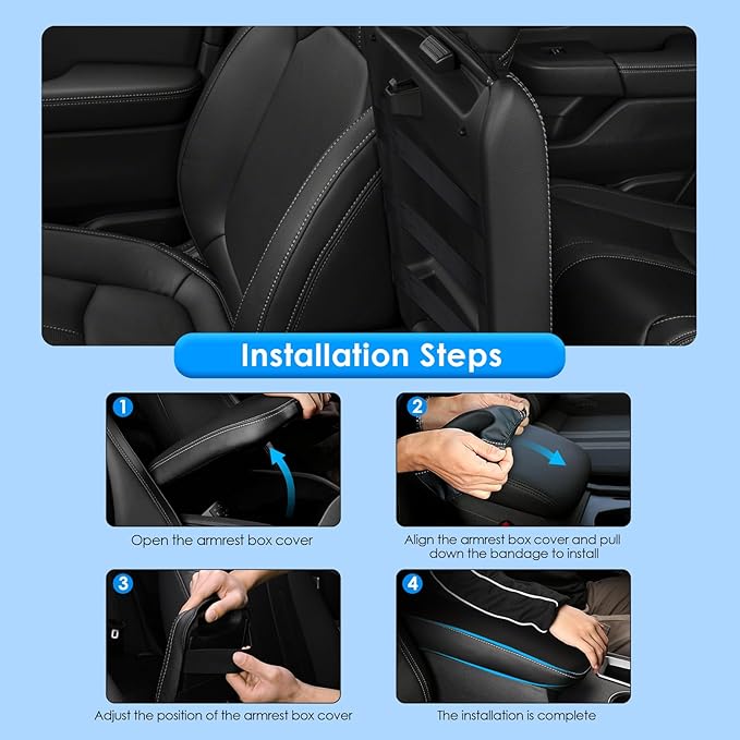 2023 2024 2025 XC90 Center Console Cover for Volvo XC90 (Core/Plus/Ultra/Ultimate/Recharge), Waterproof&Comfy Leather Cushion 2024 Console XC90 Armrest Cover 2025 XC90 Accessories (Padded)