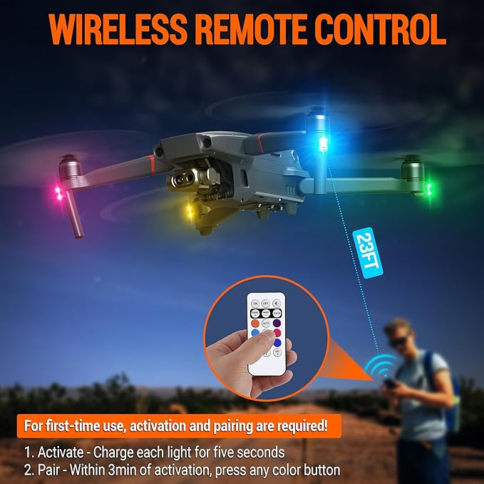 Wireless LED Strobe Lights Remote Control, 8 Colors USB Charing Waterproof Anti-Collision Flashing Emergency Warning Lights for Car Motorcycle Drone Aircraft Bike 12PCS