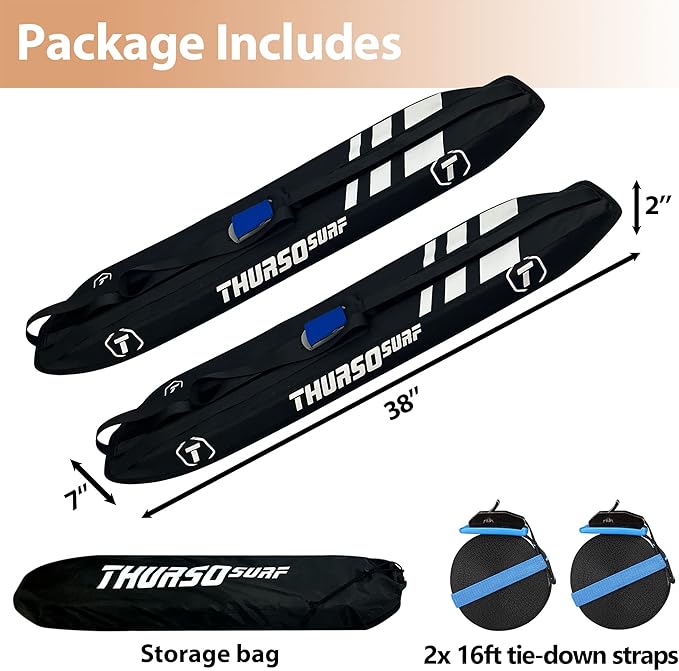 THURSO SURF Universal Car Soft Roof Rack for Kayak, Ski, Snowboard, SUP Paddle Board Accessories– Versatile and Secure Transport Solution with Portable Storage Bag