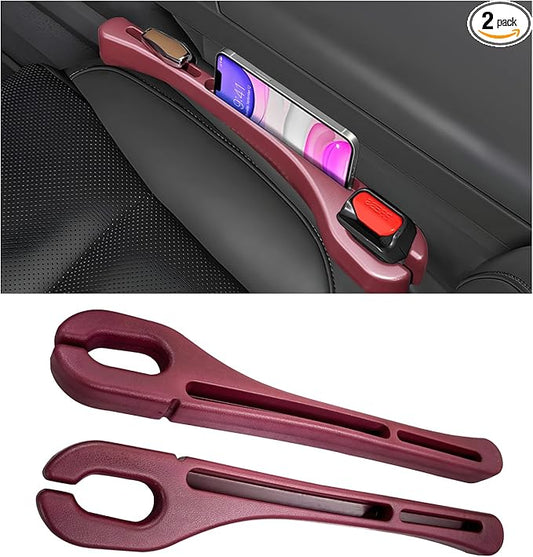 2 PCS Car Seat Gap Filler Organizer, Multifunctional Gap Fillers Between Seat and Center Console, Recessed Storage Organizer Stop Things from Dropping for Car Truck SUV (Red)