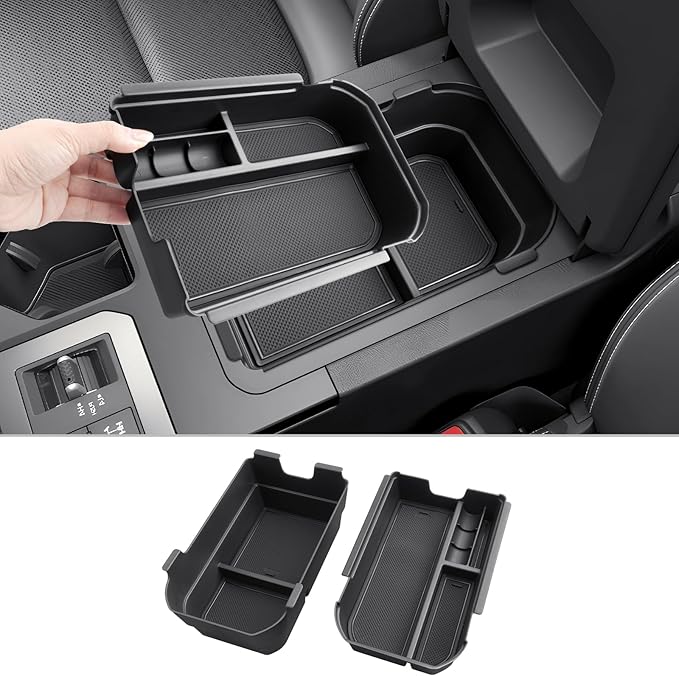 CDEFG 2PCS for 2024 2025 Land Cruiser Center Console Organizer Compatible with 2024 2025 Toyota Land Cruiser 250 Prado J250 LC250 Accessories Middle Console Dual Layer Storage Box(Not Fit Cool Box)