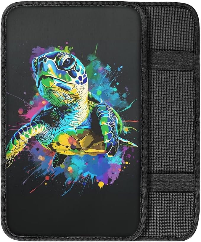 Dreaweet Car Armrest Cover Pad Center Console Cover Turtle Car Accessories for Women Men,Universal Armrest Cover for Car Center Console for Truck SUV Cars Sedan,Black
