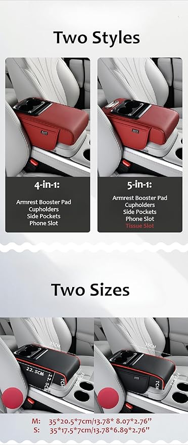 Armrest Box Pad for Car w/Type-C Charging Interface, Car Center Console Cover w/Cup Holder, Interior Car Accessories (Beige)