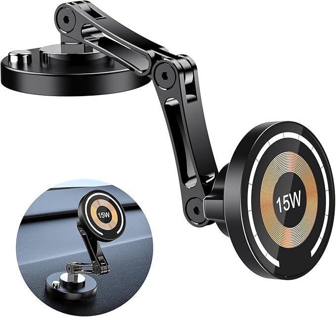 ZBF Magnetic Wireless Car Mount Charger, 15W Fast Charging Mag-Safe Car Mount,Magnetic Car Phone Holder Mount, Car Cell Phone Holder Fit iPhone 17 16 15 14 13 12 All Smartphones
