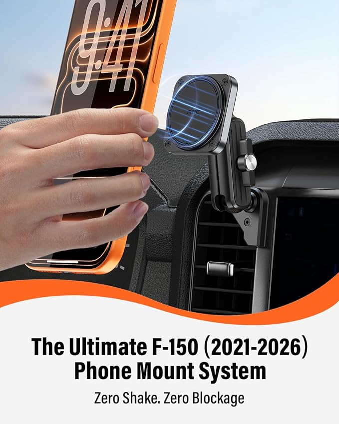 APPS2Car Magnetic Car Mount for Ford F-150 2021-2026 Air Vent Phone Mount, MagSafe Strong Magnet Holder, Metal Socket Arm - No Shake, No Block Airflow, No View Drop