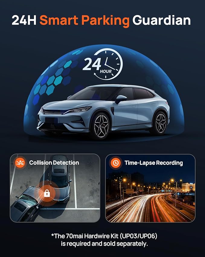 70mai 4K Dash Cam Front and Rear for Cars, STARVIS 2 IMX678 Super Night Vision & F1.7 Aperture, Dual HDR, Support 4G LTE & 5GHz Wi-Fi, Built-in 128GB eMMC, GPS, Voice Control, Parking Monitor (M800)