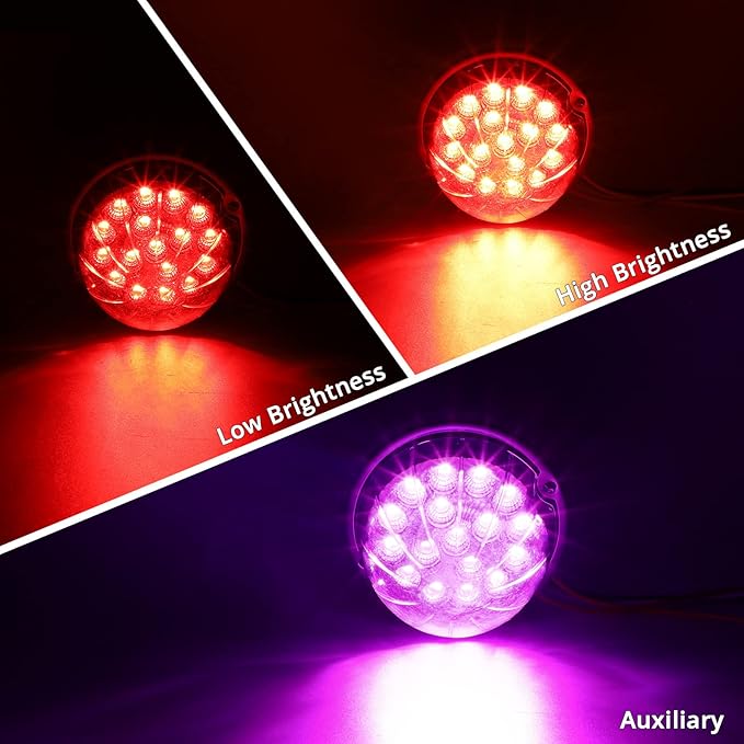 Partsam 1Pc Dual Revolution 17 LED Watermelon Light for Semi Truck, Red Stop Turn Signal and Marker to Purple Auxiliary Light, Underglow Light Compatible with Freightliner Kenworth Peterbilt