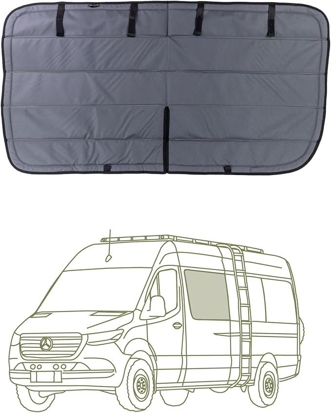 VanEssential Insulated Magnetic Blackout Window Cover Designed for Mercedes-Benz NCV3 & VS30 Crew Window with Bare Metal Window Frame ONLY (Van Years 2007 to Current Model) - Charcoal Gray