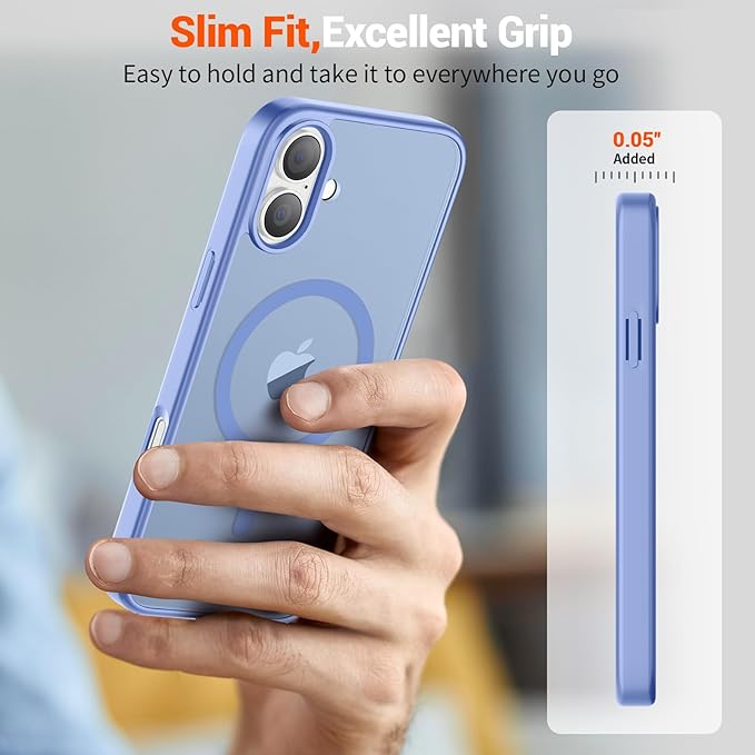 SUPFINE Magnetic for iPhone 16 Plus Case(Compatible with MagSafe) (Military Grade Drop Protection) Slim Translucent Matte Shockproof with Anti-Fingerprint Phone Case,Blue Purple