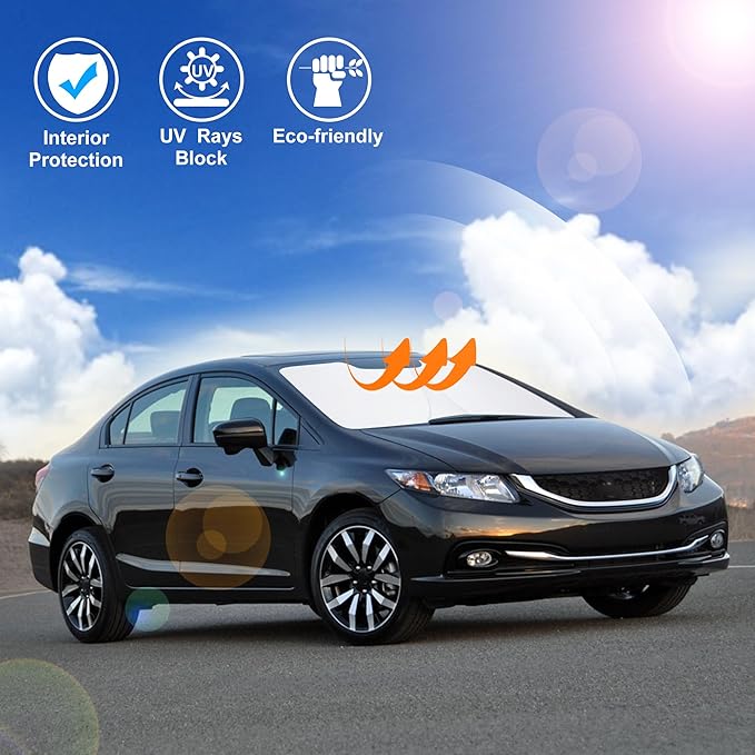 Windshield Sun Shade Custom Fit for 2012 2013 2014 2015 Honda Civic Accessories Foldable Sunshade Sun Blocker Protect Car from Sun Rays & Heat Damage Keep Car Cooler
