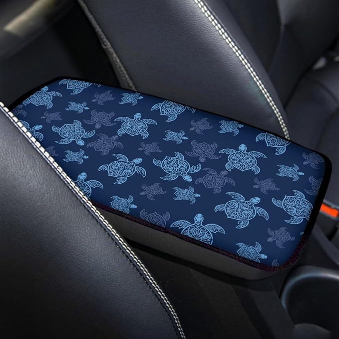 Sea Turtle Car Armrest Storage Box Mat Car Center Console Cover Car Armrest Seat Box Cover Universal Fit for Most Vehicle, SUV, Truck Car Decors