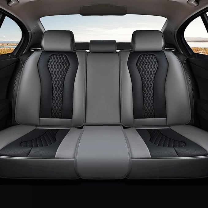 Coverado Car Seat Covers, Back Car Seat Cover, 3-Pieces Leather Seat Cover, Luxury Car Seat Cushion, Luxury Seat Cover Seat Protector Universal Most Cars Trucks SUV