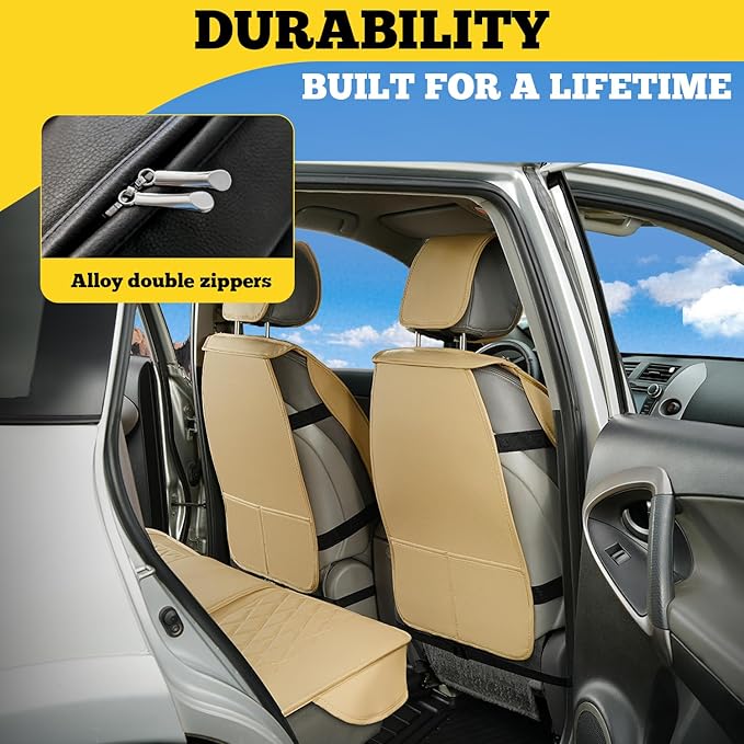 LINGVIDO Car Seat Covers for Front Seats (2 Seats) - Premium Perforated Nappa Leather,Waterproof Shield, Omni-Adapt Fit for SUVs Sedans, Ideal for Rideshare & Pets