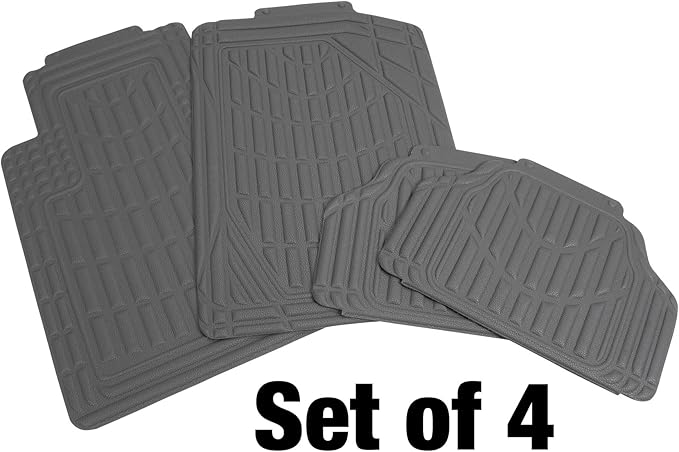 Eurow Universal Cut to Fit Car Floor Mats 4 Piece Set - Gray