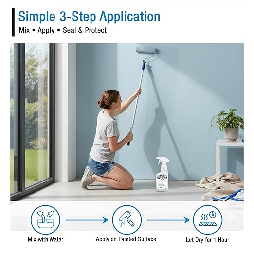 Rain Guard Paint Sealer Spray 16 oz | Ready to Use | Protects Painted Concrete, Wood, Stone | Silane/Siloxane Acrylic Waterproofer | UV Resistant | Fast Drying | Semi-Satin Finish