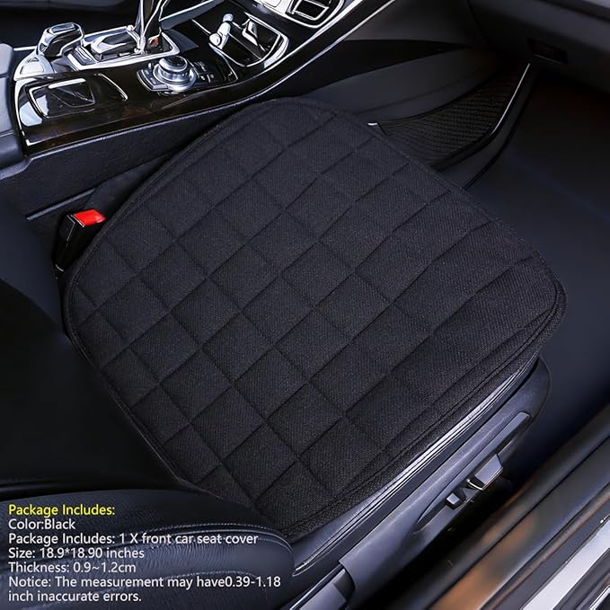 Suninbox Linen Seat Cover for Car,Bottom Seat Covers for Trucks,Car Seat Pad,Seat Cushion Breathable Ventilated Front Seat Only[Black]