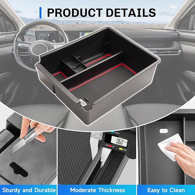 SXCY for 2025 2026 Hyundai Tucson [SE/SEL] Center Console Organizer for 2025 2026 Hyundai Tucson Accessories for 2025 2026 Hyundai Tucson Console Organizer Armrest Console Tray(Red)