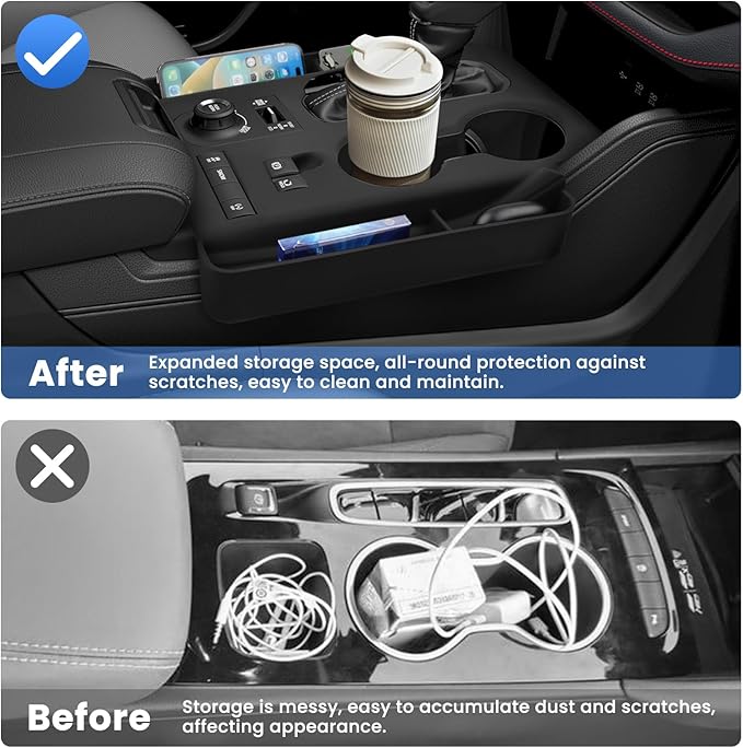 Autorder Silicone Center Console Organizer for 2020-2022 Toyota Highlander Accessories Seat Gap Storage Box Soft Gear Shift Panel Trim Cover