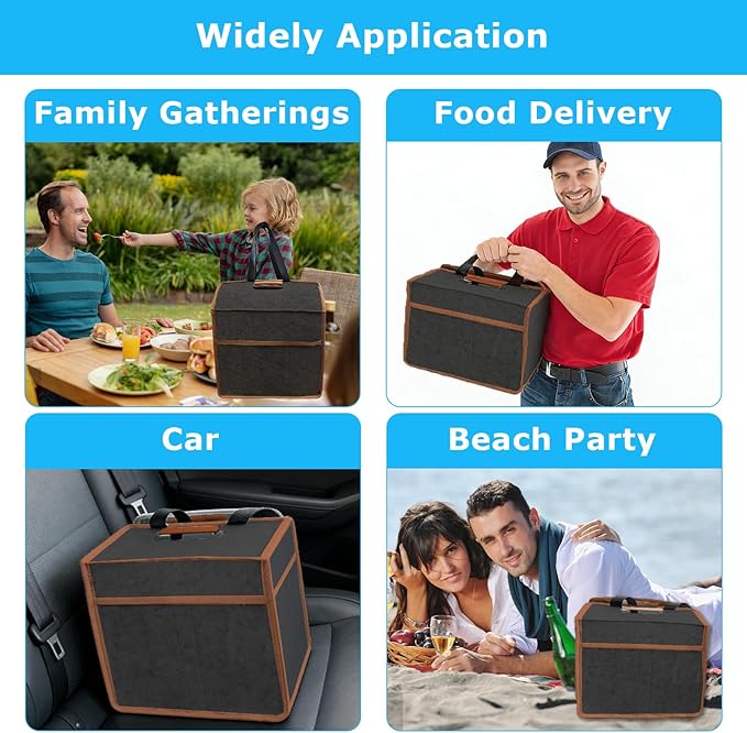 6 Cup Drink Carrier with Handle, Reusable Insulated Cooler Drink Caddy for Car Cup Holder, Foldable Coffee Carrier Bag with Adjustable Dividers, Portable for Car, Travel, Picnic Party, Food Delivery