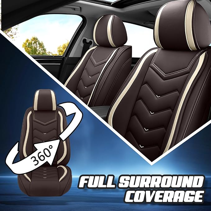Car Seat Covers for Lexus ES 350 2007-2025, Premium Nappa Leather Car Seat Cover, Stylish Sport Seat Covers， Automobile Seat Cover Sets.(Standard 2 Seats/Coffee Color)