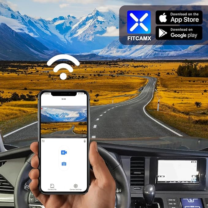 Fitcamx Front 2160P+Rear 1080P Dash Cam Adapts for Toyota Sienna 2014 2015 2016 (12 Pin) HD2-6275, OEM Style, Built-in WiFi & APP, Dual HD Video, Loop Recording, G-Sensor, Easy to Use, 128GB Card