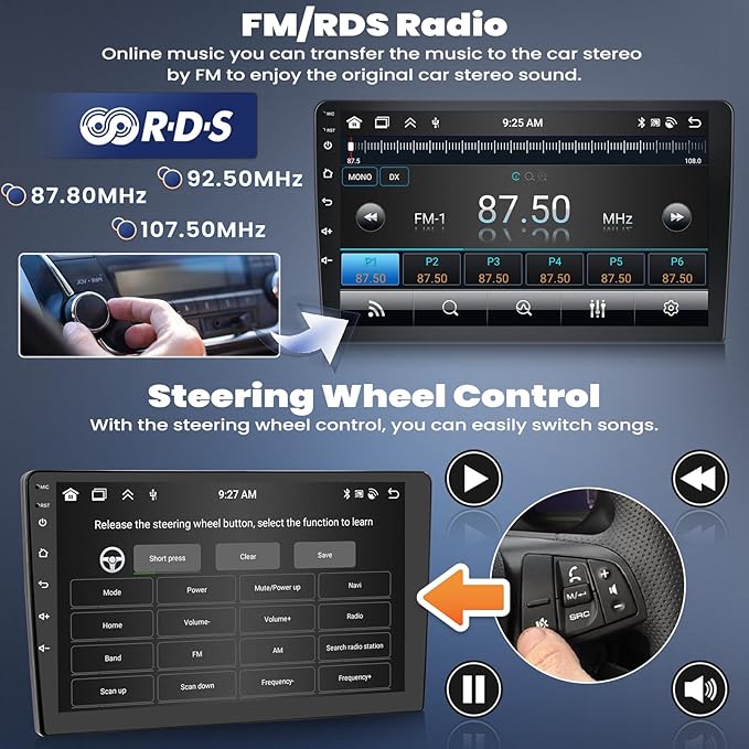 [8Core 6+128GB] Android 15 Car Stereo for Honda Civic 2006-2011 with Wireless CarPlay&Android Auto,10.1 Inch 1280 * 720P IPS Touch Screen,Bluetooth,GPS,WiFi,FM/RDS,32 Band DSP,SWC,HD Backup Camera