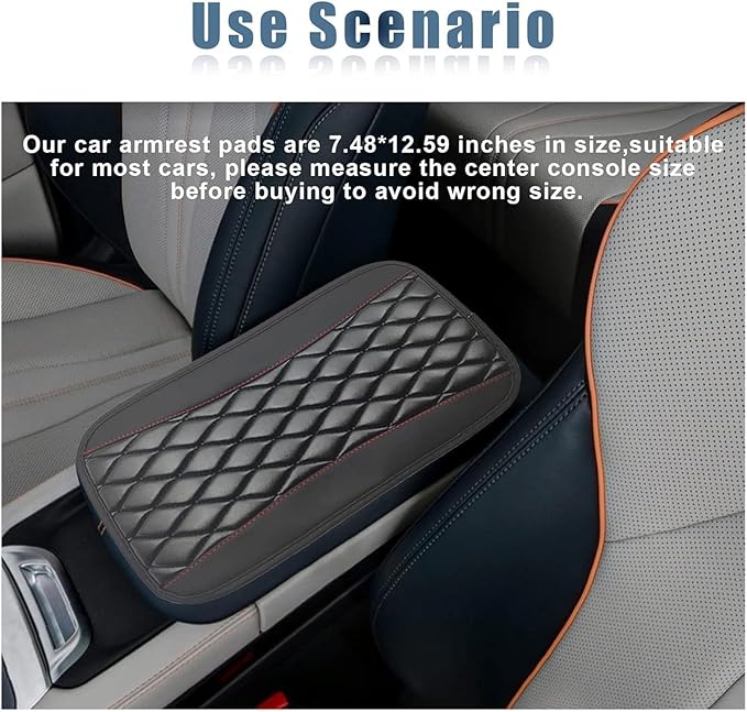 Leather Car Center Console Armrest Pad for Toyota Tacoma 2005-2023, Auto Armrest Cushion, Waterproof Seat Box Cover Protector, Vehicle Interior Decor Accessories,Black