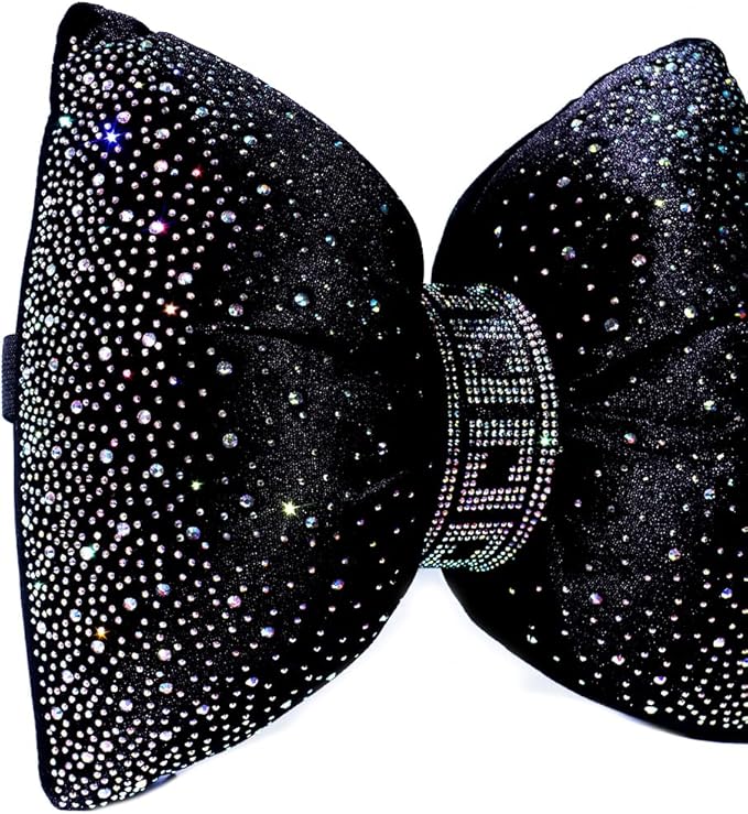 Bow Neck Support Pillow for Driving Seat Travel Head Rest Sparkly Bling Car Accessories Sparkly Rhinestone Headrest Black 2pcs for Women Men