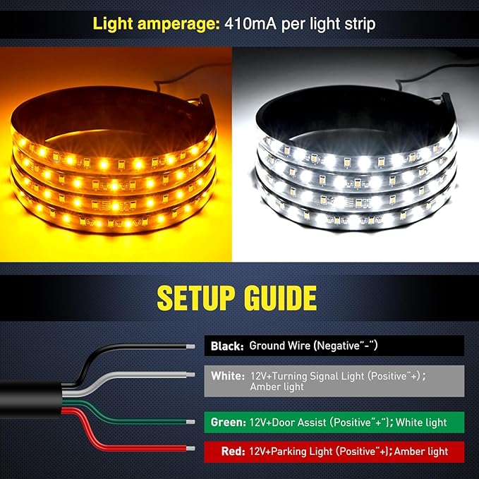 Nilight 48inch Truck LED Running Board Lights 2 PCS Side Maker Light with White Courtesy & Sequential Amber Turn Signal Lighting Strips Kit for Trucks Pickup SUV