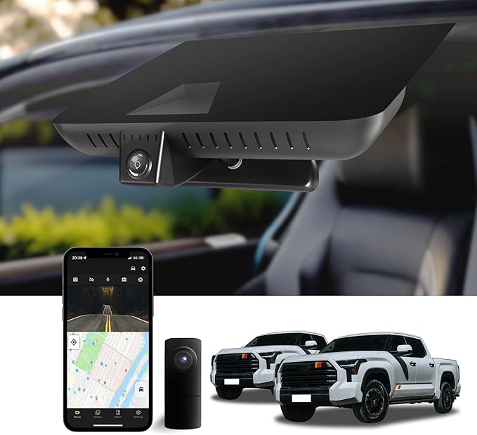 Front 4K & Rear 1080P Dash Cam for Toyota Tundra 2022-2026 Hybrid & Sequoia 2023-2026 Limited SR SR5 TRD Pro Limited Platinum (Gen3),WiFi Connect & APP,Loop Recording G-Sensor,128GB Card