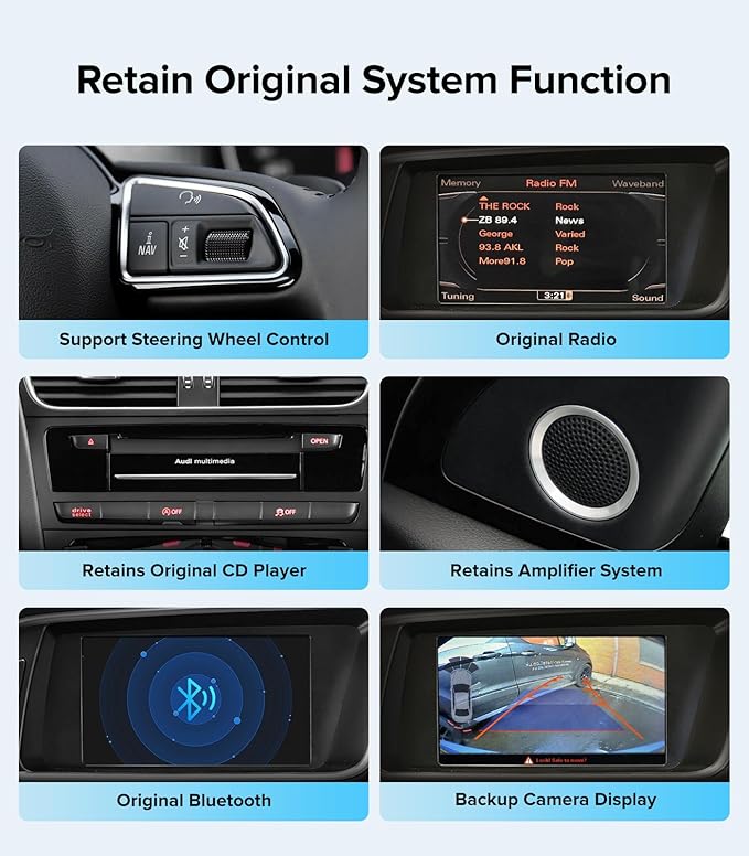 12.3" Android 13 Car Stereo CarPlay for Audi Q5 SQ5 8R (2009-2017) with MMI 3G Multimedia System-4G+64G Radio Upgrade, Wireless CarPlay Android Auto, 2400x900 Blue-Ray IPS Screen, Retains OEM Knob