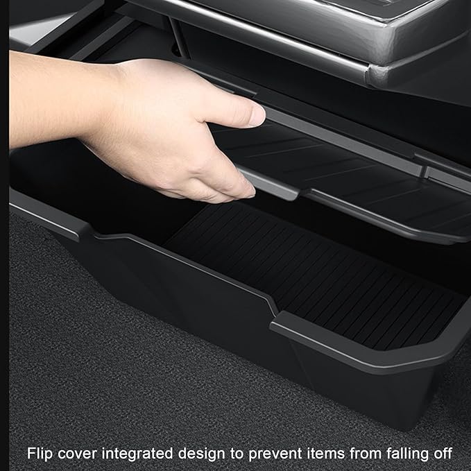 Rear Center Console Organizer for Tesla Cybertruck Trash Can with Anti-Slip Lid Cover Backseat Storage Box 2nd Row Seat Organizer Bin for Cybertruck Accessorie 2024 2025