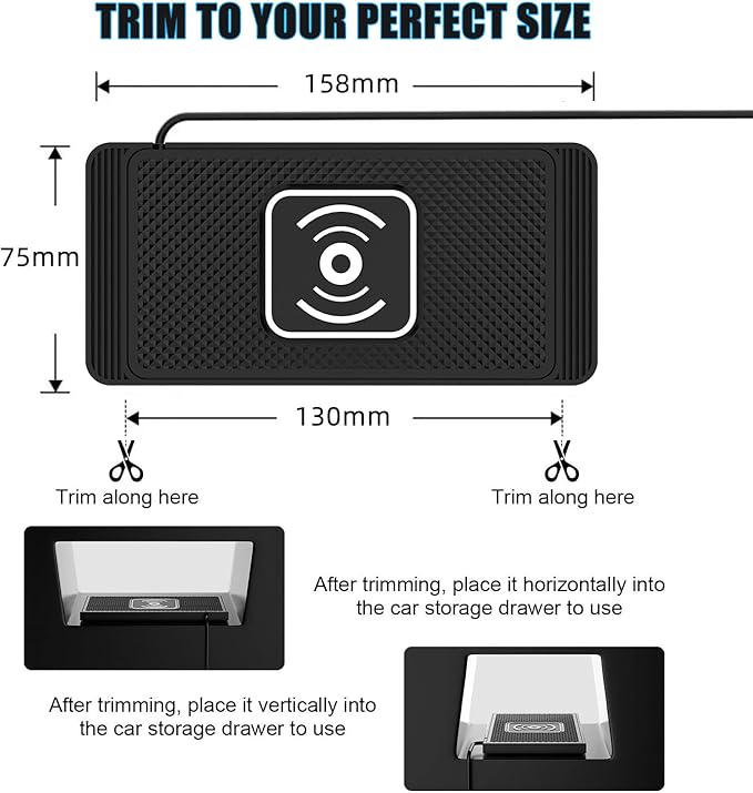 Wireless Charging Pad for Car for Ford Super Duty F-550, 15W Fast Wireless Charger Mat Non-Slip Silicone Car Center Console Phone Charging Pad,A/15W-Type-c