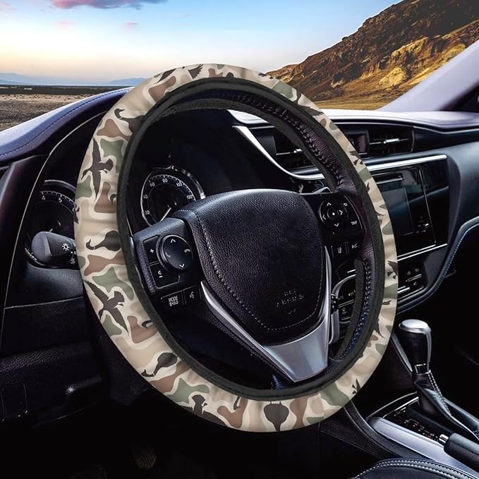 SEANATIVE Auto Steering Wheel Cover Universal 14inch-15inch Steering Wheel Covers for Men Duck Camo Hunter Car Interior Accessories