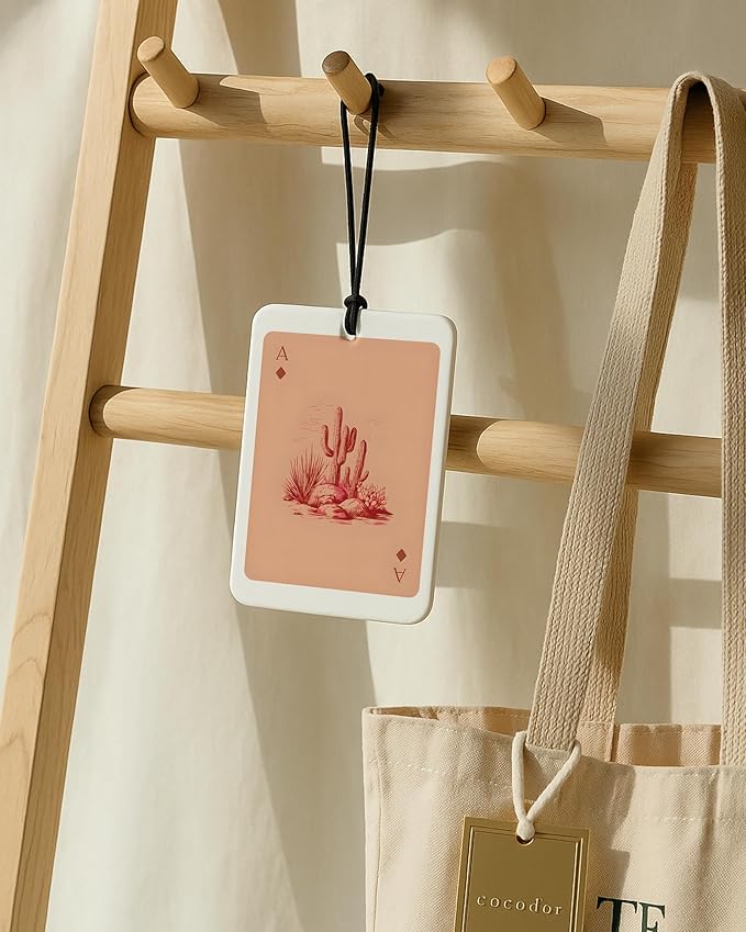 Boho Orange Western Car Air Freshener 4 Pcs, Preppy Cowgirl Cow Skull Cactus Ace Card Hanging Air Freshener for Cars Closet Drawer Books, Cute Western Car Accessories Mirror Decor for Women
