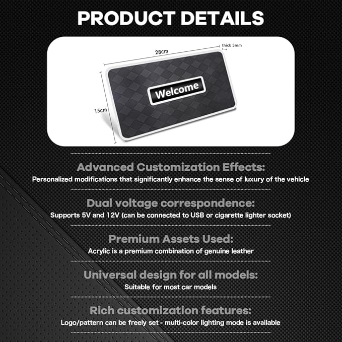 Car LED Lights for Floor Mats, Interior Car LED Strip Lights with App Control, Luminous Ambient Neon Lighting Kits, Universal Automotive Floor Mats (Rhombic - USB, 4)