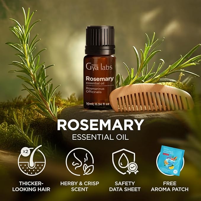 100% Pure Rosemary Essential Oil - 0.34 Fl Oz - Rosemary Oil for Hair, Skin, Diffuser, Aromatherapy & DIY Candle Making Scent