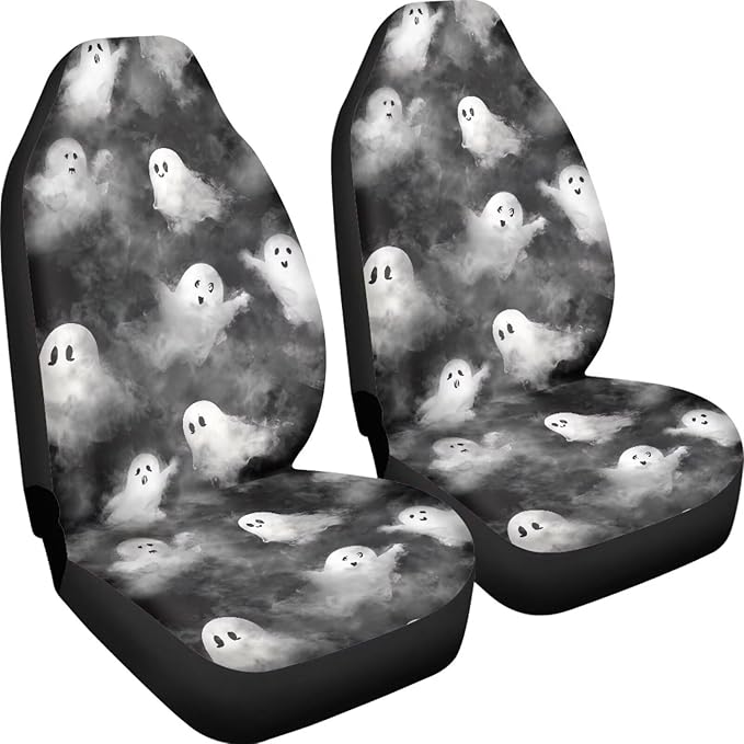 Car Seat Covers Accessories 2 Pieces Car Front Seat Covers, Universal Fit Auto Interior Bucket Seat Covers(Ghost 68)