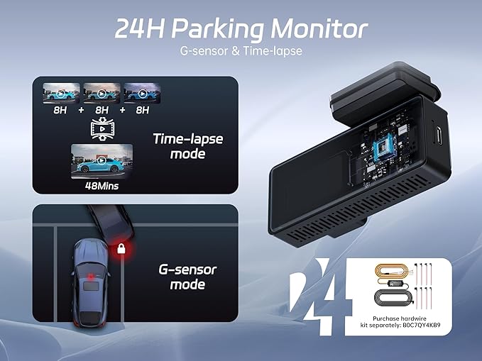 Dash Cam 2.5K WiFi, Dash Camera for Cars with 32GB Card, Mini Dashcam Car Camera, WDR Night Vision,Voice Control, 24H Parking Mode, Support 128GB Max, Front Camera Only