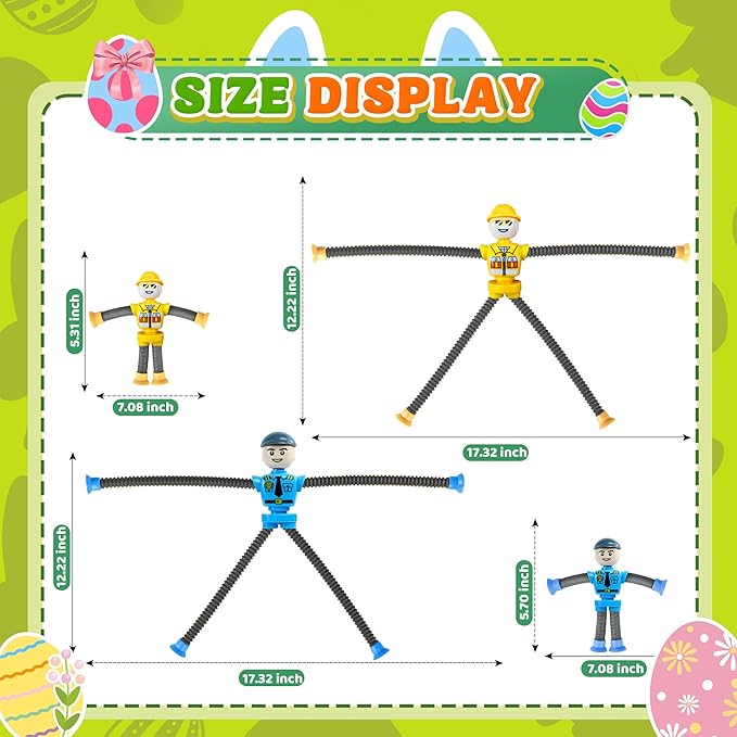 4Pcs Robot Sensory Travel Toys for Boy Toddlers Kids Year Old Ages 3 4 5 6 7 8 9, Airplane Travel Activities Suction Autistic Pop Tube Autism Fidget Toys Easter Basket Stuffer Valentine Gifts