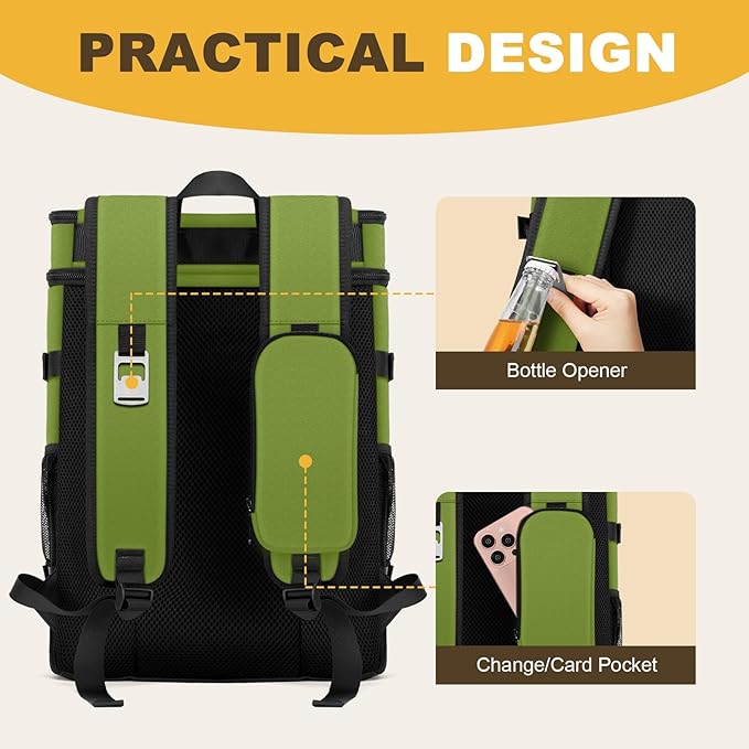 MIYCOO Cooler Backpack - 40 Cans Insulated Backpack Cooler for Men & Women, Portable 2 Leak Proof Compartments Coolers Bag for Beach Travel Picnic Lunch Hiking BBQ Camping