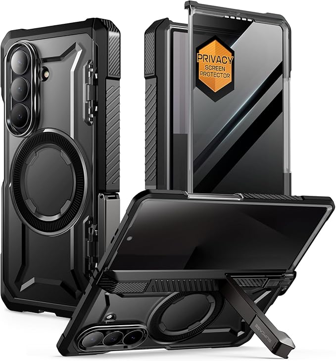 SUPCASE for Samsung Galaxy Z Fold 7 Case with Kickstand (UB Grip), [Compatible with MagSafe] [Built-in Privacy Screen Protector] [Hinge Coverage] Military-Grade Protection Phone Case, Dark