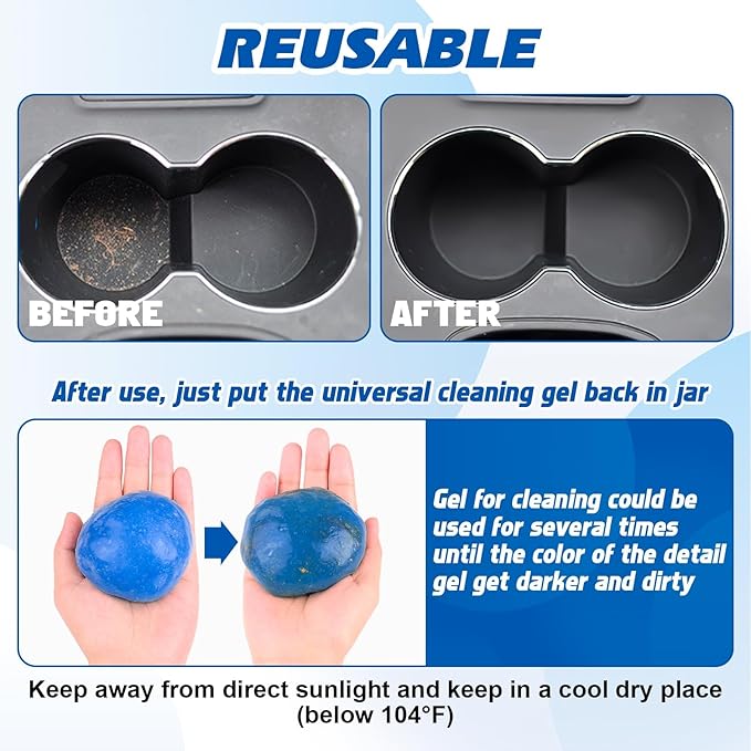 x xotic tech Car Cleaning Gel for Car Detailing Putty Interior Cleaner Slime Reusable Auto Detail Tools Supplies Accessories Valentines Day Gifts for Him Her Men Women Stocking Stuffers Blue 2 Pack
