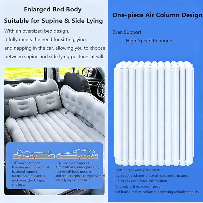 Car Inflatable Air Mattress for Nissan Armada (new Generation) 2025 Inflatable Back Seat Car Bed Double-Sided Portable Camping Travel Sleeping Bed,Dark Green-Cartoon Design