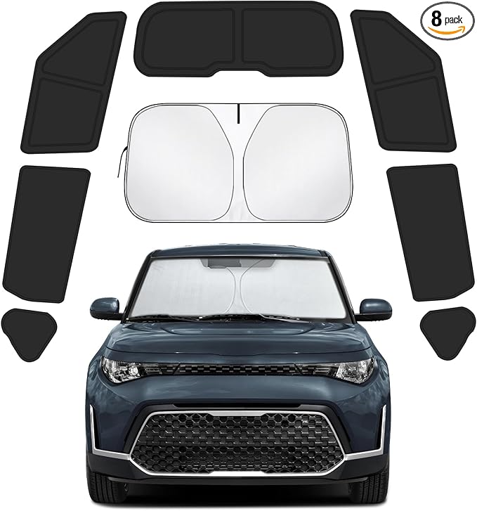 Car Window Shades Intended for Kia Soul 2020-2025, Privacy Window Covers 8PCS for Side, Rear & Windshield, Car Shield Sunshade for Privacy Protection, Heat Blocking, Camping and Parking