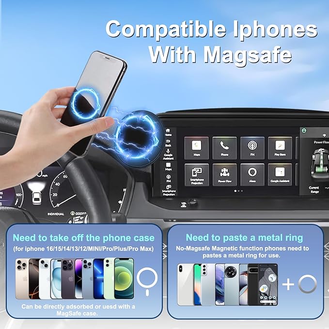 Car Phone Holder for 2018-2022 Honda Accord Accessories 8-inch Screen Fixed Clip, Magnet Cell Phone Mount Compatible with MagSafe, Hand-Free 360° Rotation Phone Automobile Cradles Not Affect Air Vent
