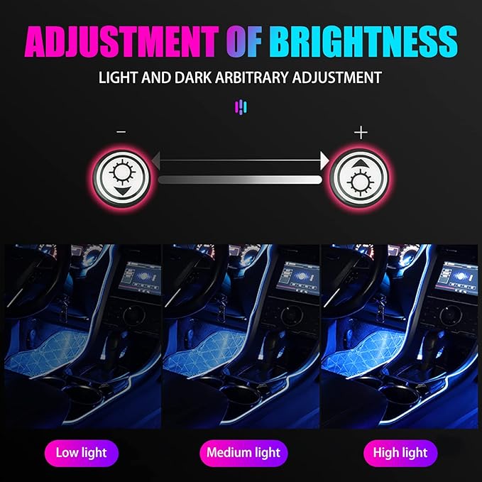 Miytsya 1 PC Car LED Strip Lights, 16 Million Colors 5 in 1 with 236 inches Fiber Optic, Multicolor RGB Car Interior Lights Automobile Ambient Neon Lighting Kit (Multicolored)