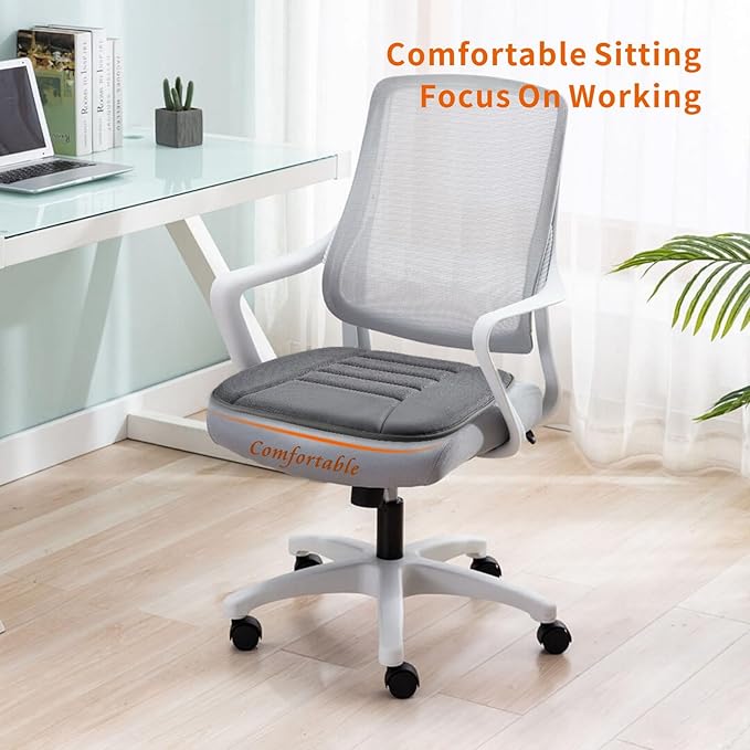 SUTILA Car Seat Cushion Pad 1inch Thick Comfort Seat Protector for Car Driver Seat Office Chair Home Use Memory Foam Seat Cushion with Non Slip Bottom, 20inch x 18.5inch (Grey)